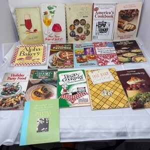 15 Vintage Cookbook Lot Betty Crocker Jell-O Martha Stewart Retro Recipes